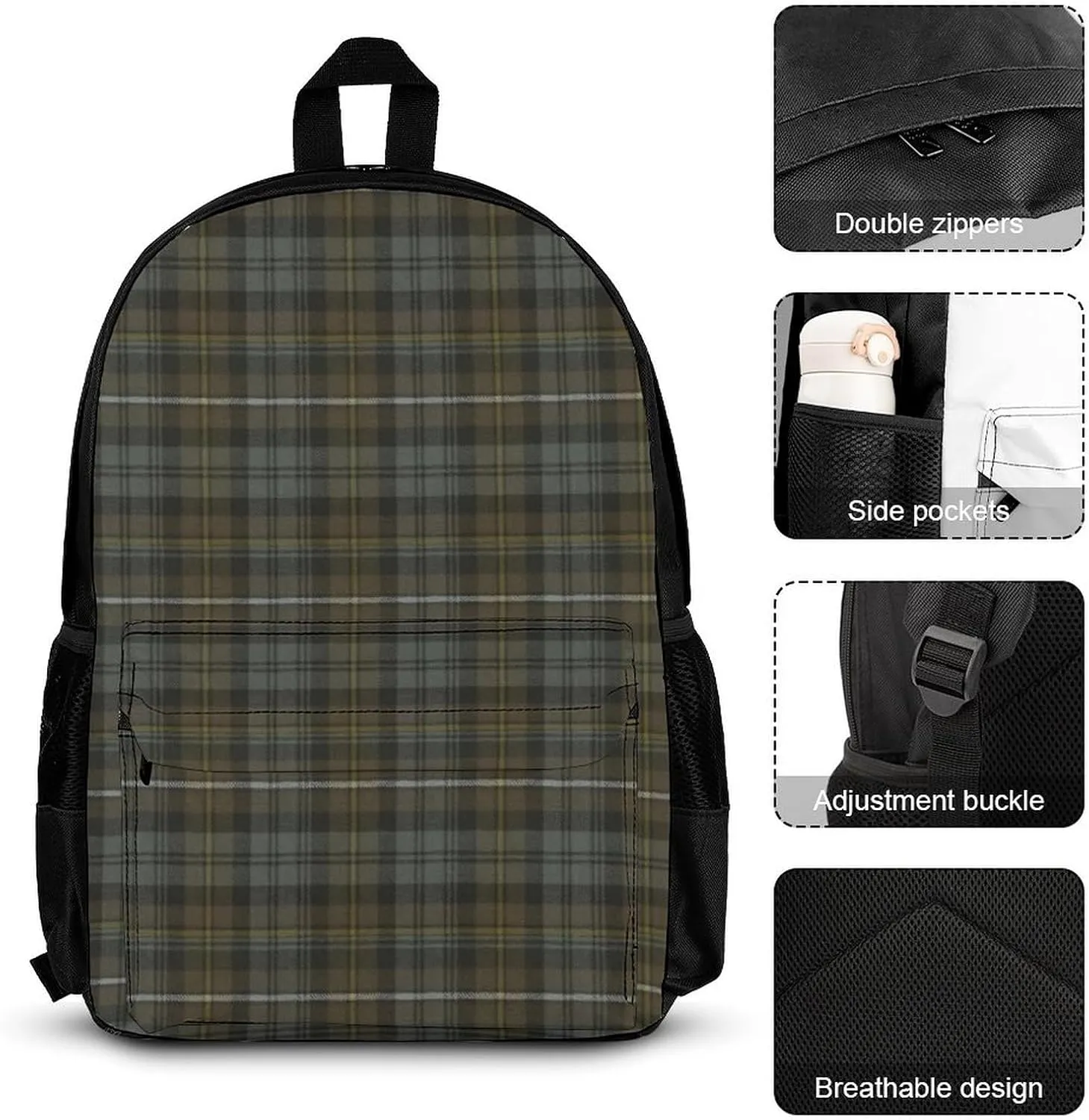 Weathered Scottish Lightweight Pocket Backpack Crossbody Lunch Bag Set Unisex