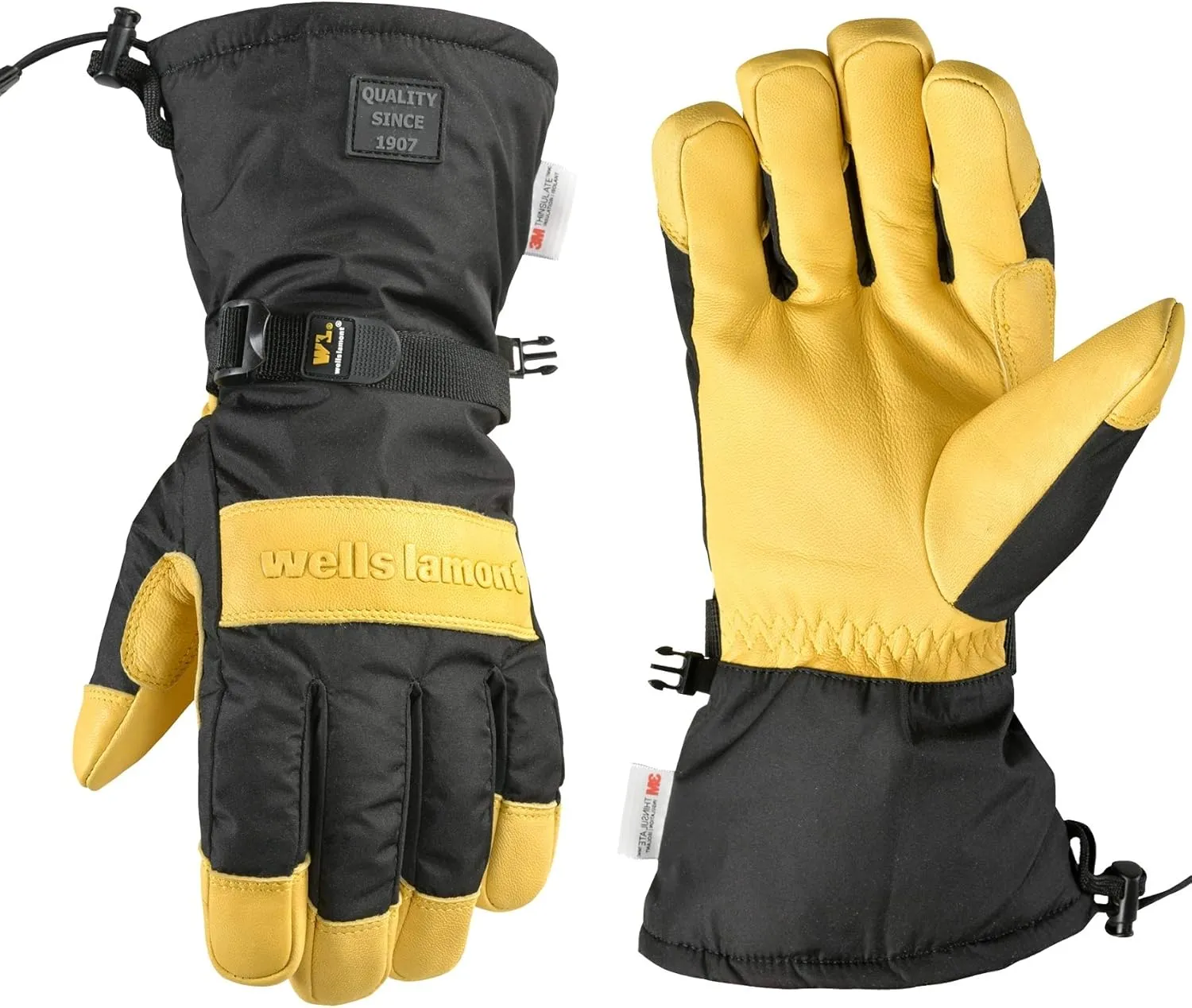 Wells Lamont Men's Insulated HydraHyde Waterproof Grain Leather Hybrid Winter Gloves, Black, XX-Large (867XX)