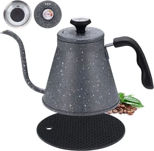 WENEGG Gooseneck Kettle for All Stovetops - 40oz/1.2L Coffee Kettle with Optimal Spout and Built-In Thermometer Pour Over Kettle with Premium Food Grade Stainless Steel for Health Protection