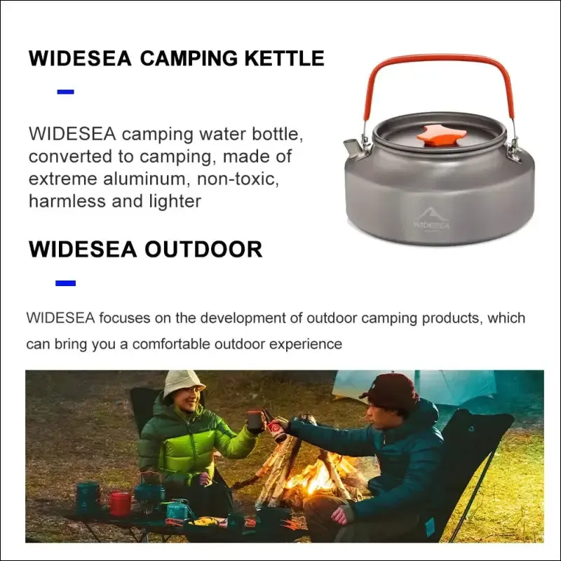 Widesea 1.1l camping water kettle - lightweight & portable outdoor coffee kettle