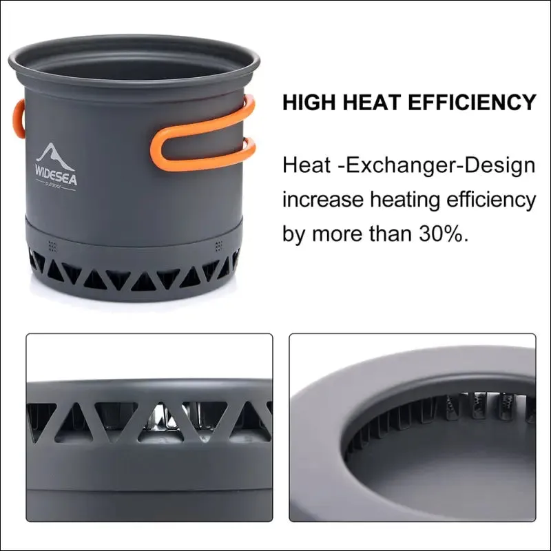 Widesea camping 1.3l 2.3l cookware outdoor cooking set heat cooker travel tableware pot kettle