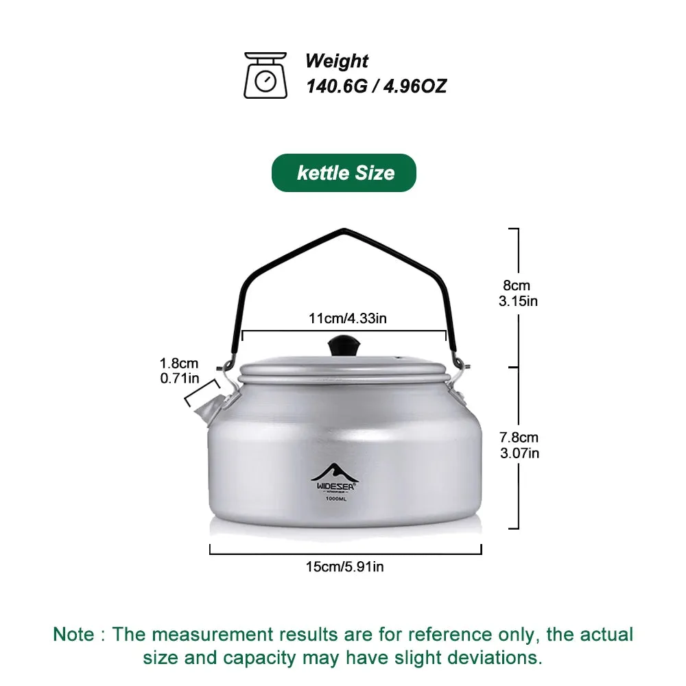 WIDESEA Camping 1L Aluminium Kettle – Lightweight & Portable Outdoor Cookware