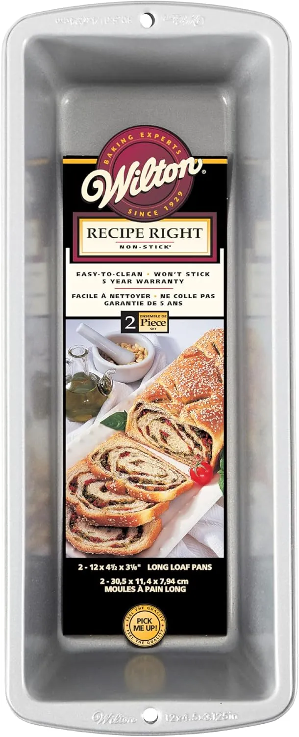 Wilton Non-Stick Loaf Pans, Baking Pans For Oven Non-Stick Steel Loaf Pans With Even Heat Distribution, Bread Baking Supplies 2-Piece Set Baking Pans Sets Nonstick (Gray)