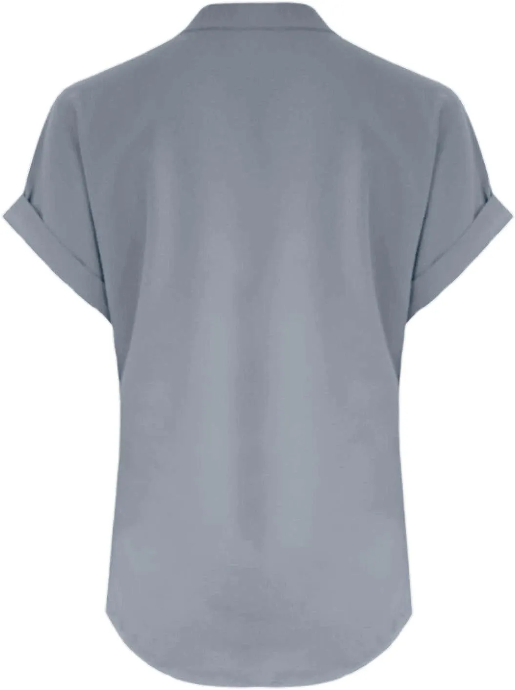 Women's T-Shirts 2025 Summer Trendy Cotton Roll-Up Sleeve Shirts Dressy Casual Button V Neck Blouse Loose Gauze Top