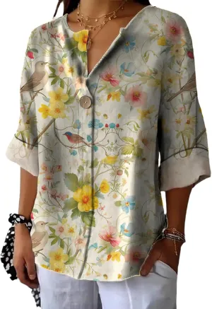 Workout Shirts for Women Loose Fit Floral Graphic Dry Fit V Neck Flowing Blouse Summer Ladies Casual Tops