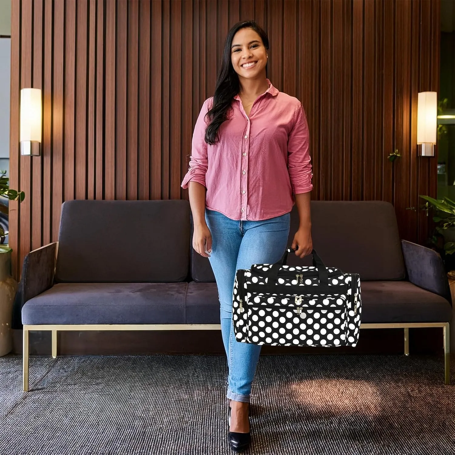 World Traveler Dots 22-inch Carry-on Duffle Bag with Adjustable Shoulder Strap