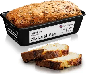 Wrenbury Large 2lb Loaf Pan for Baking Bread - Non Stick 2 lb Bread Pan - Banana Loaf Tin - Heavy Gauge Carbon Steel 2 Pound Cake Tray - 9.5"