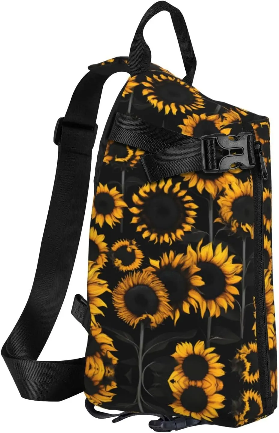 WURTON Sunflower Blooming Flowers Plants Print Crossbody Backpack Cross Pack Lightweight Sling Bag Travel, Hiking