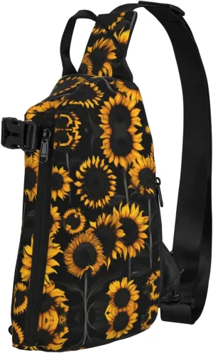 WURTON Sunflower Blooming Flowers Plants Print Crossbody Backpack Cross Pack Lightweight Sling Bag Travel, Hiking