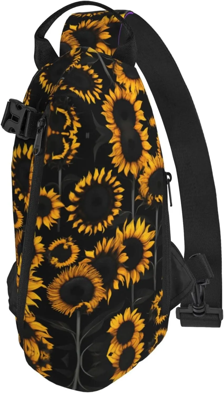 WURTON Sunflower Blooming Flowers Plants Print Crossbody Backpack Cross Pack Lightweight Sling Bag Travel, Hiking