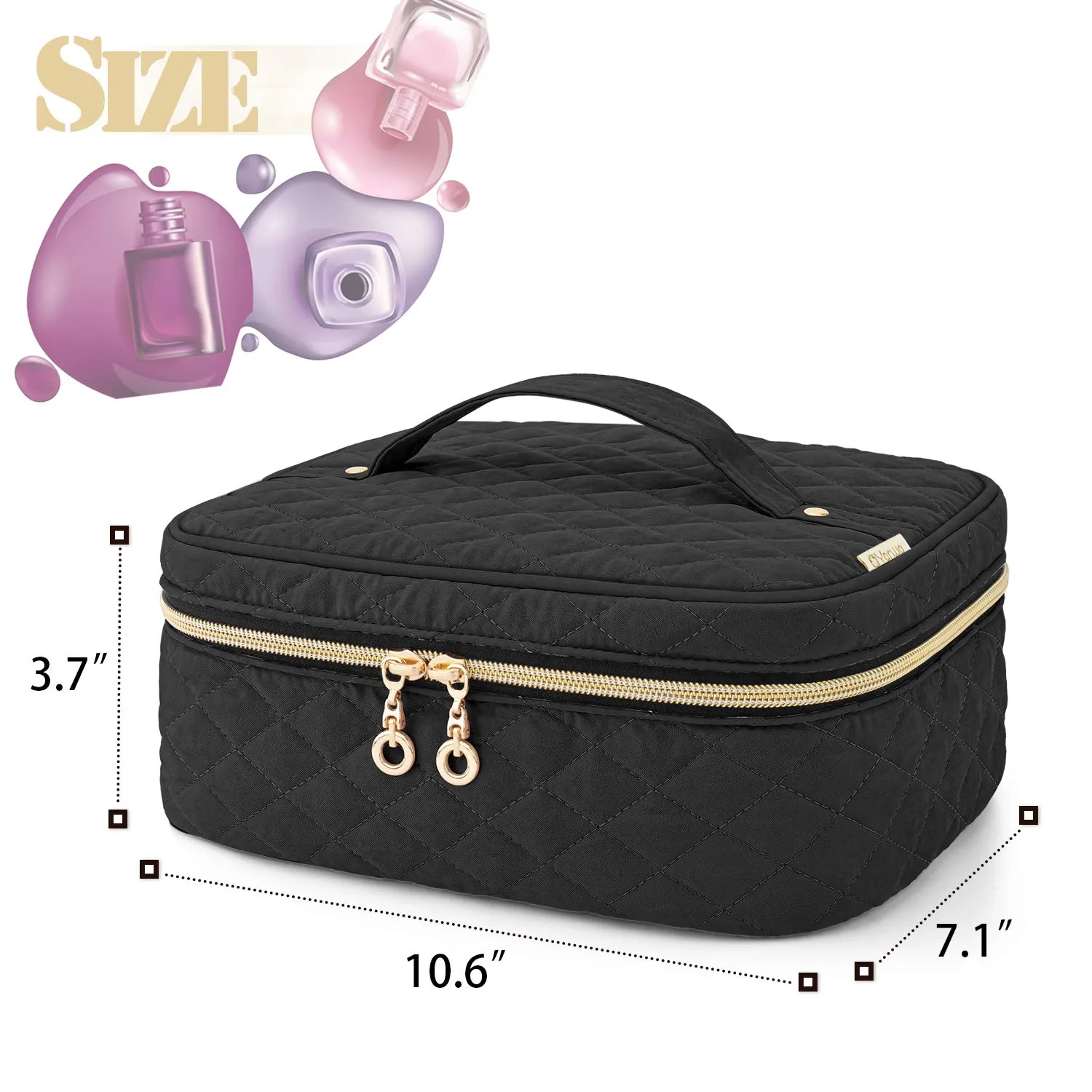 Yarwo Nail Polish Carrying Bag Holds 24 Bottles (15ml/0.5 fl.oz), Travel Storage Organizer for Nail Polish and Manicure Accessories, Black