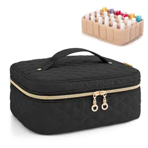 Yarwo Nail Polish Carrying Bag Holds 24 Bottles (15ml/0.5 fl.oz), Travel Storage Organizer for Nail Polish and Manicure Accessories, Black