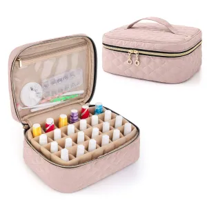 Yarwo Nail Polish Carrying Bag Holds 24 Bottles (15ml/0.5 fl.oz), Travel Storage Organizer for Nail Polish and Manicure Accessories, Dusty Rose (Bag Only)