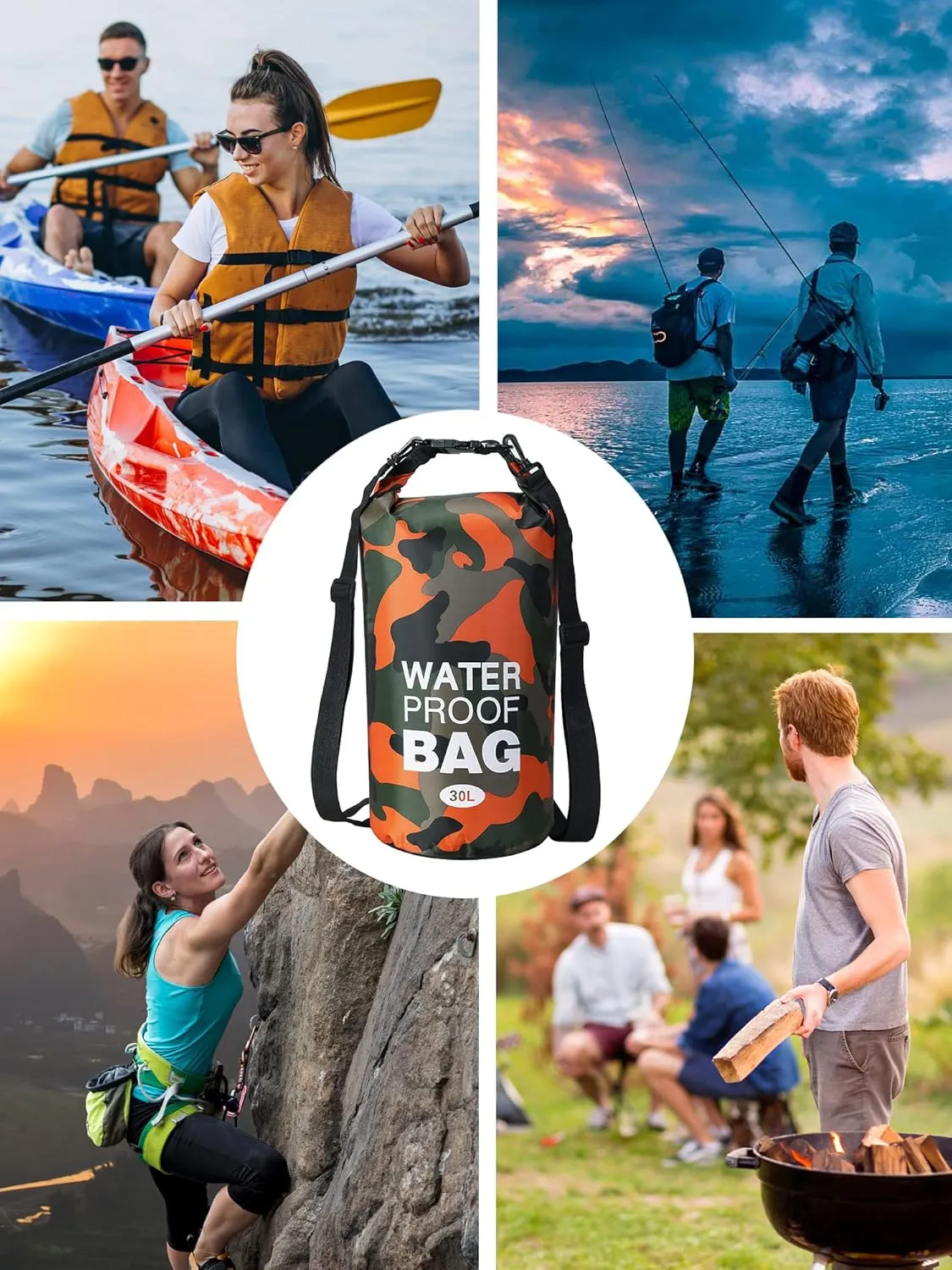 YDYJKI Waterproof Dry Bag Backpack 2L/5L/10L/20L/30L Floating Roll Top Dry Compression Sack Keeps Gear Dry for Kayaking Beach Rafting Boating Hiking Camping and Fishing with Waterproof Phone Case