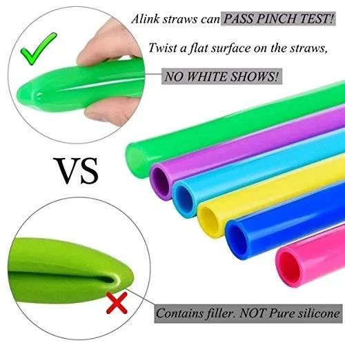 Your Brand Food Grade Silicone Straws(4pc) & Straw Cleaning Brush(1pc)