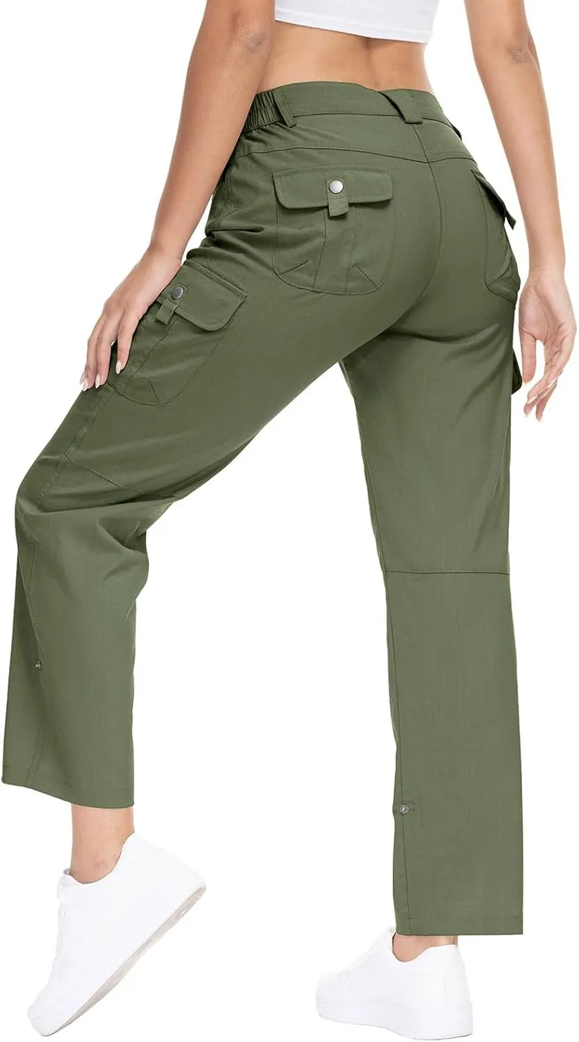 YSENTO Womens Cargo Hiking Pants with Pockets Lightweight Stretch Quick Dry Camping Travel Pants Roll Up