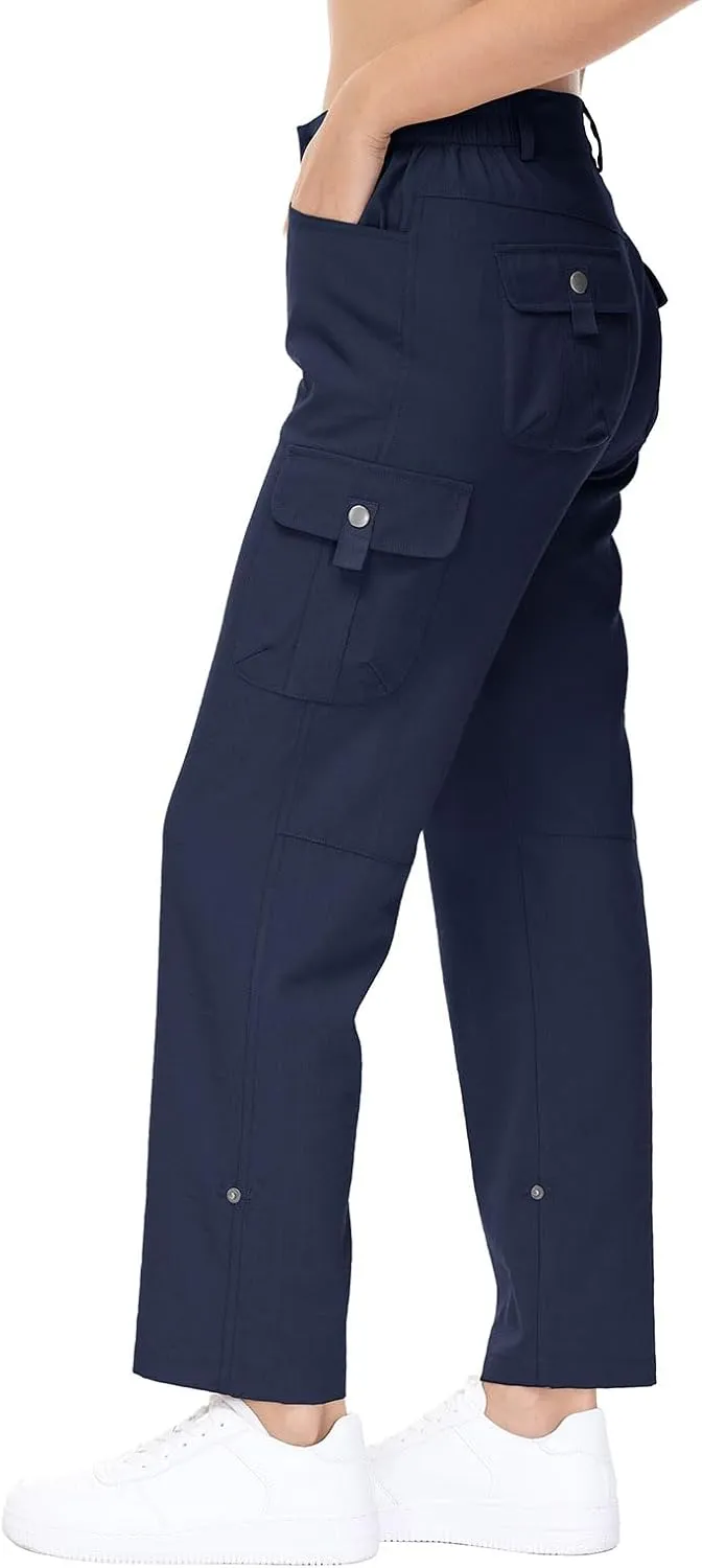YSENTO Womens Cargo Hiking Pants with Pockets Lightweight Stretch Quick Dry Camping Travel Pants Roll Up