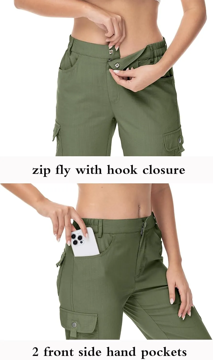 YSENTO Womens Cargo Hiking Pants with Pockets Lightweight Stretch Quick Dry Camping Travel Pants Roll Up