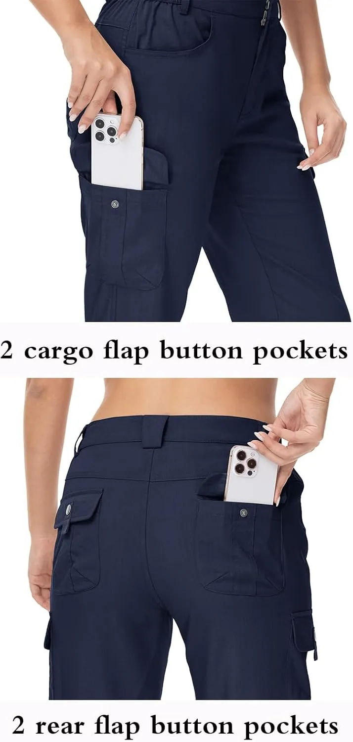 YSENTO Womens Cargo Hiking Pants with Pockets Lightweight Stretch Quick Dry Camping Travel Pants Roll Up