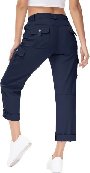 YSENTO Womens Cargo Hiking Pants with Pockets Lightweight Stretch Quick Dry Camping Travel Pants Roll Up