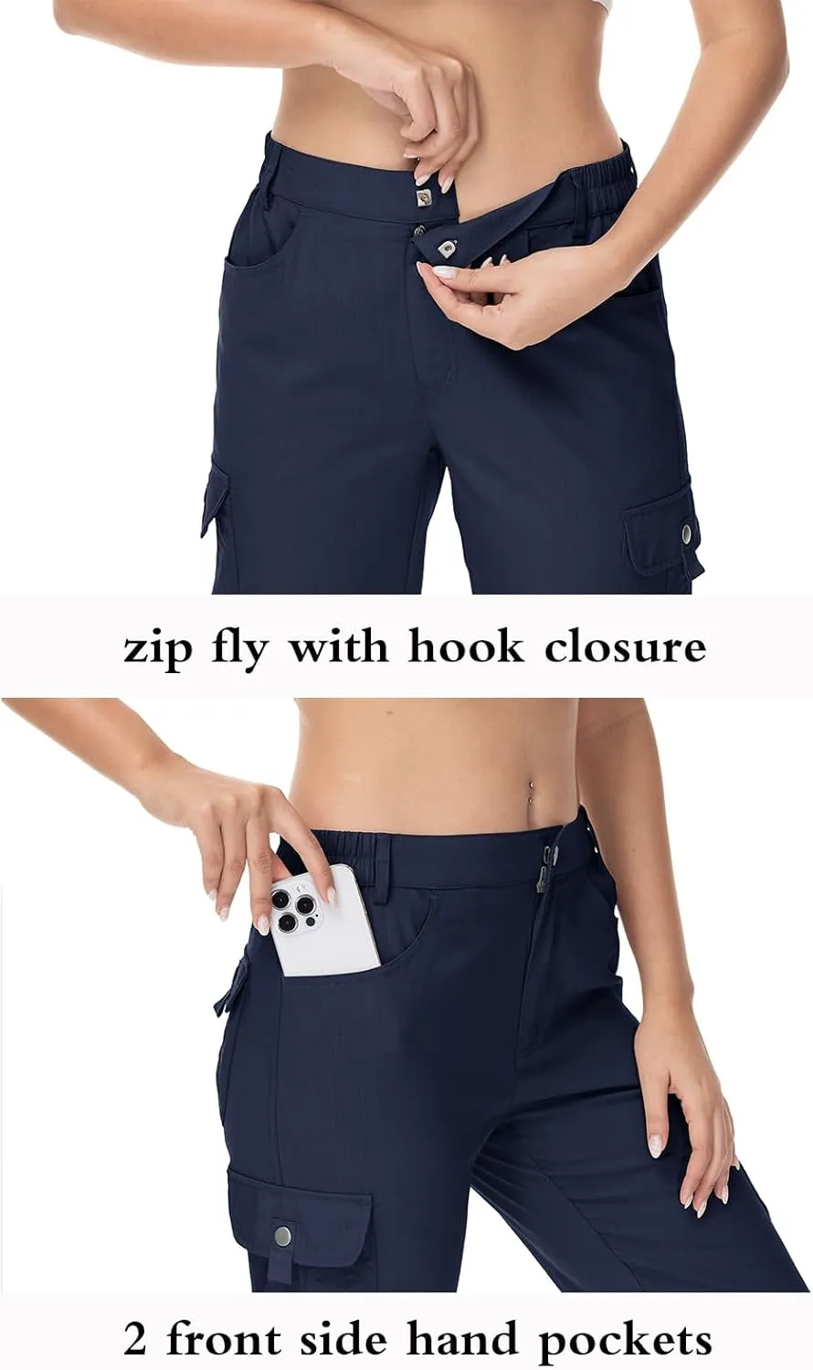 YSENTO Womens Cargo Hiking Pants with Pockets Lightweight Stretch Quick Dry Camping Travel Pants Roll Up
