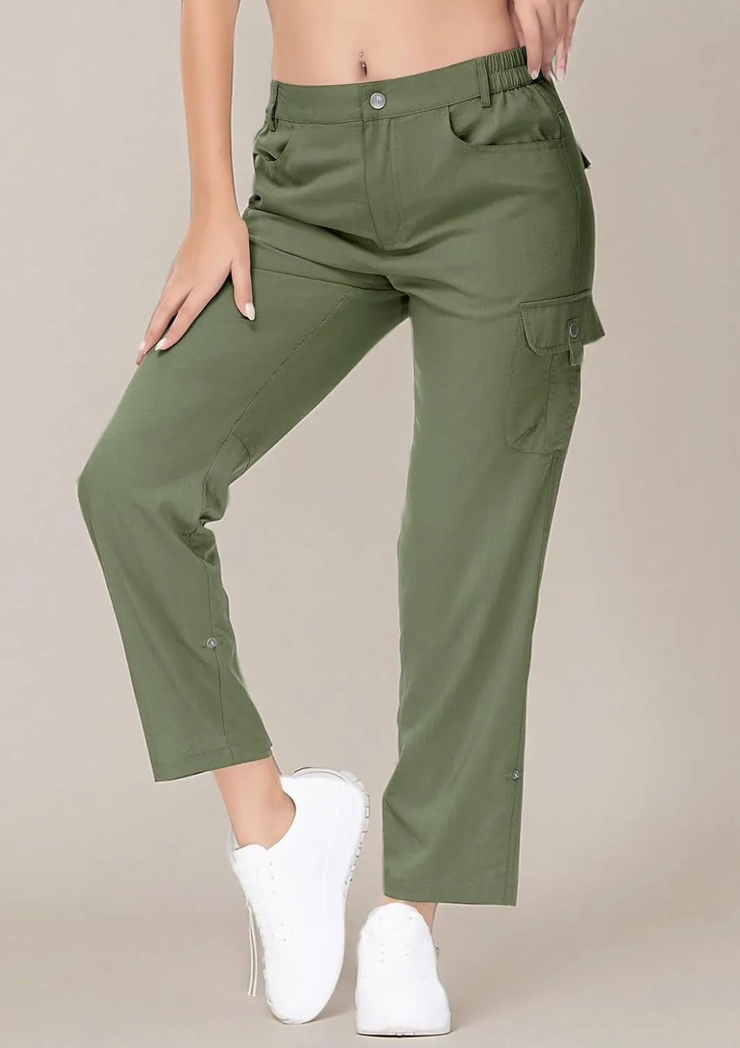 YSENTO Womens Cargo Hiking Pants with Pockets Lightweight Stretch Quick Dry Camping Travel Pants Roll Up