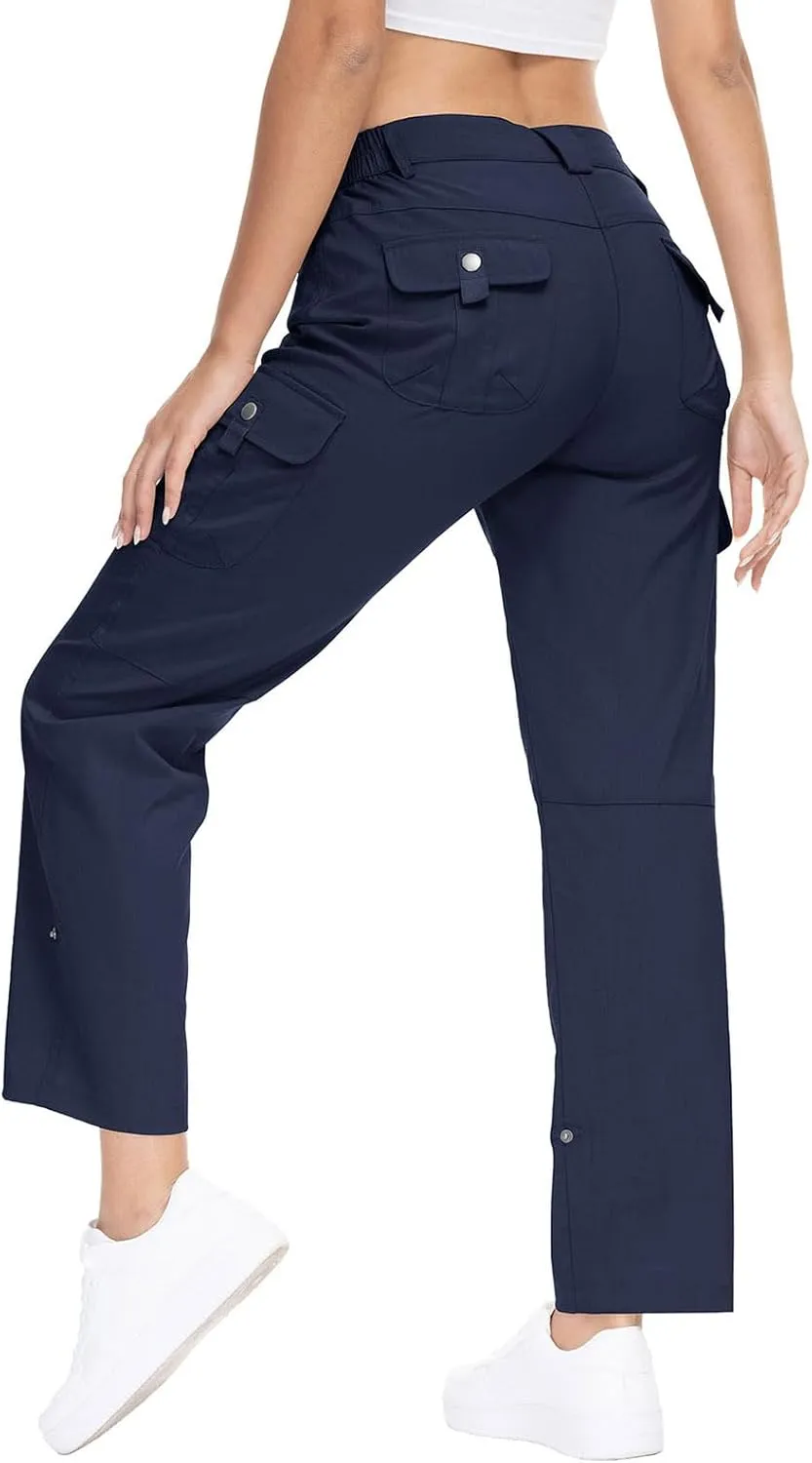 YSENTO Womens Cargo Hiking Pants with Pockets Lightweight Stretch Quick Dry Camping Travel Pants Roll Up