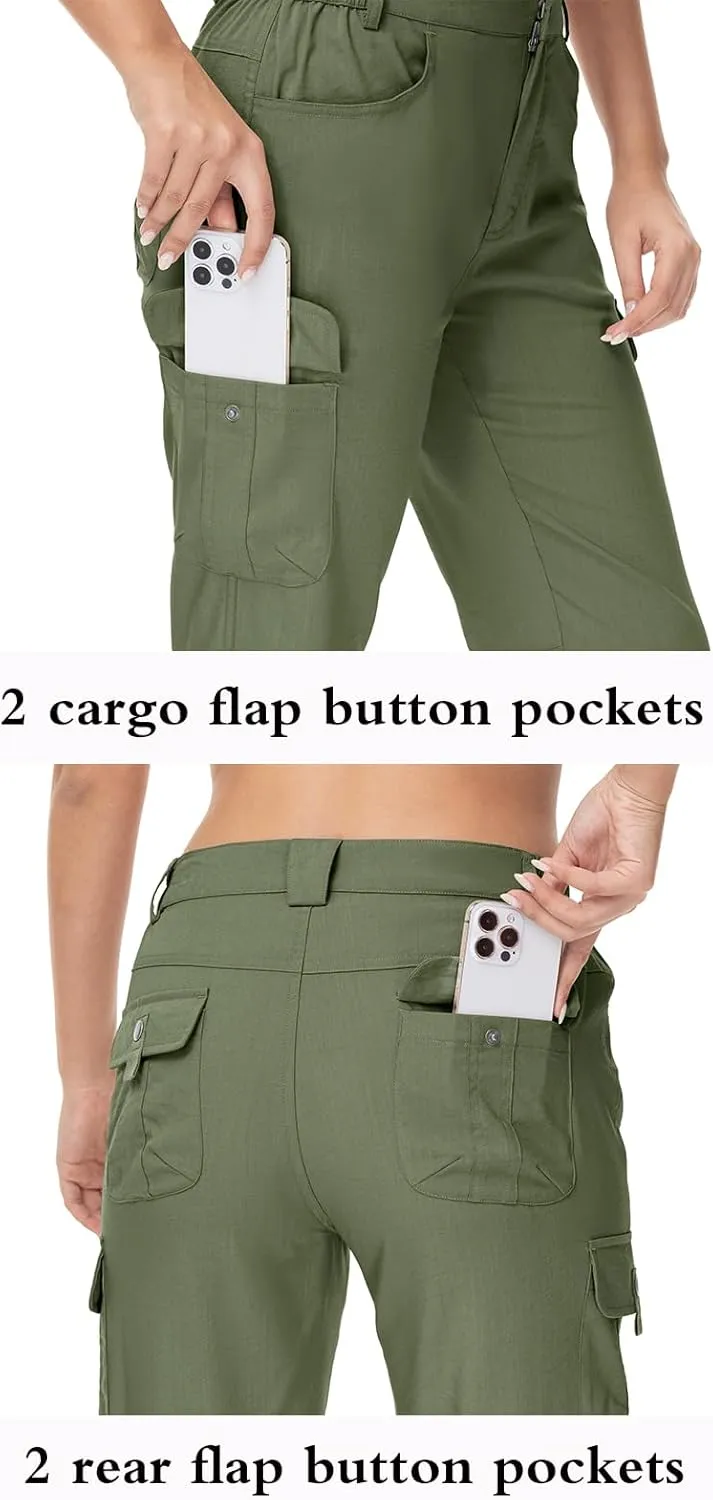 YSENTO Womens Cargo Hiking Pants with Pockets Lightweight Stretch Quick Dry Camping Travel Pants Roll Up
