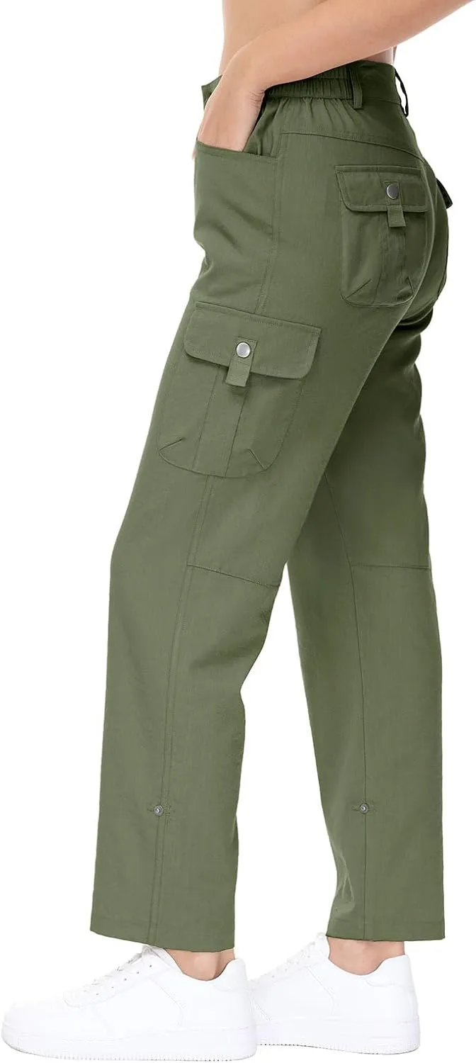 YSENTO Womens Cargo Hiking Pants with Pockets Lightweight Stretch Quick Dry Camping Travel Pants Roll Up