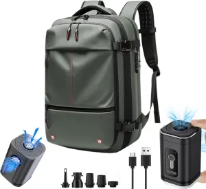 ZJQ Go Trend Mart Backpack, Pro–Travel Smart with Vacuum Compression & Waterproof Design, 60L Vacpack Backpack with Vacuum (Army Green with Pumps)
