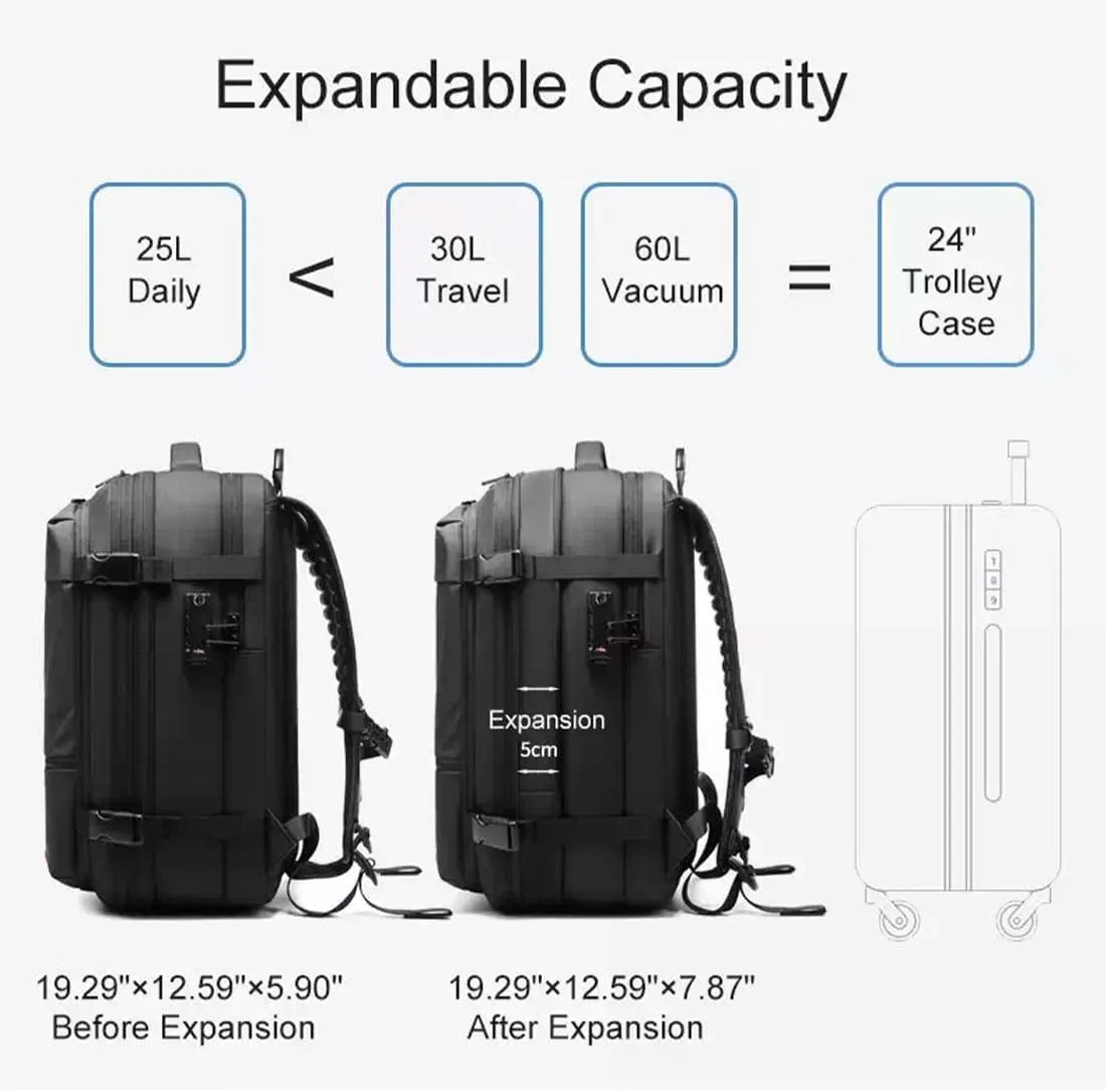 ZJQ Go Trend Mart Backpack, Pro–Travel Smart with Vacuum Compression & Waterproof Design, 60L Vacpack Backpack with Vacuum (Army Green with Pumps)