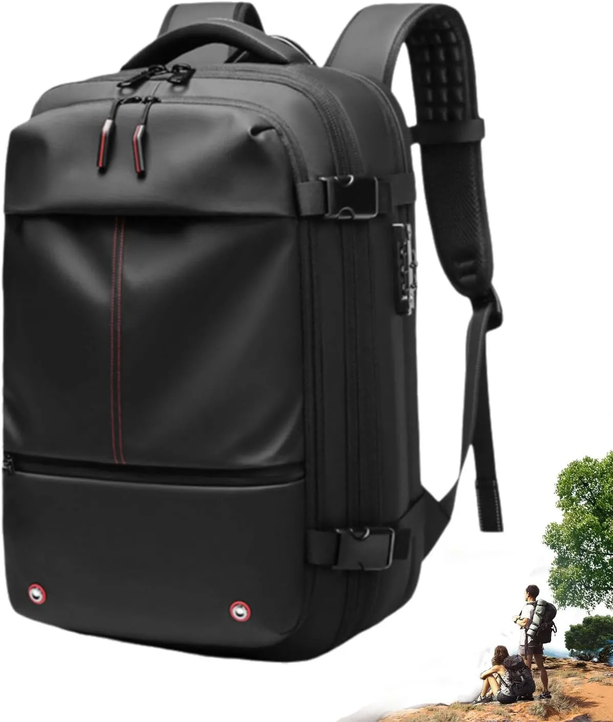 ZJQ Go Trend Mart Backpack, Pro–Travel Smart with Vacuum Compression & Waterproof Design, 60L Vacpack Backpack with Vacuum (Black)