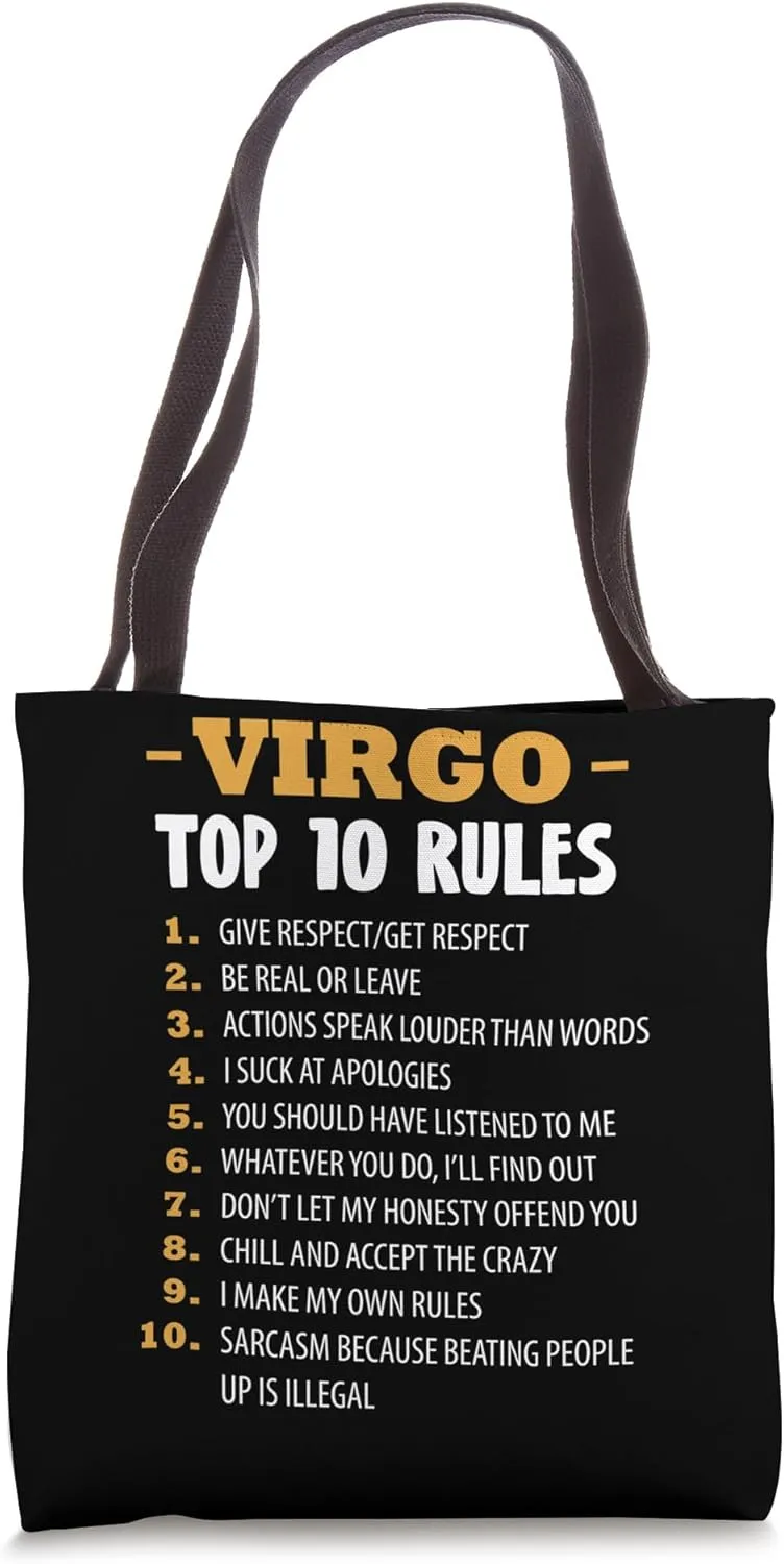 Zodiac Sign Top 10 Rules Of Virgo Astrology Tote Bag