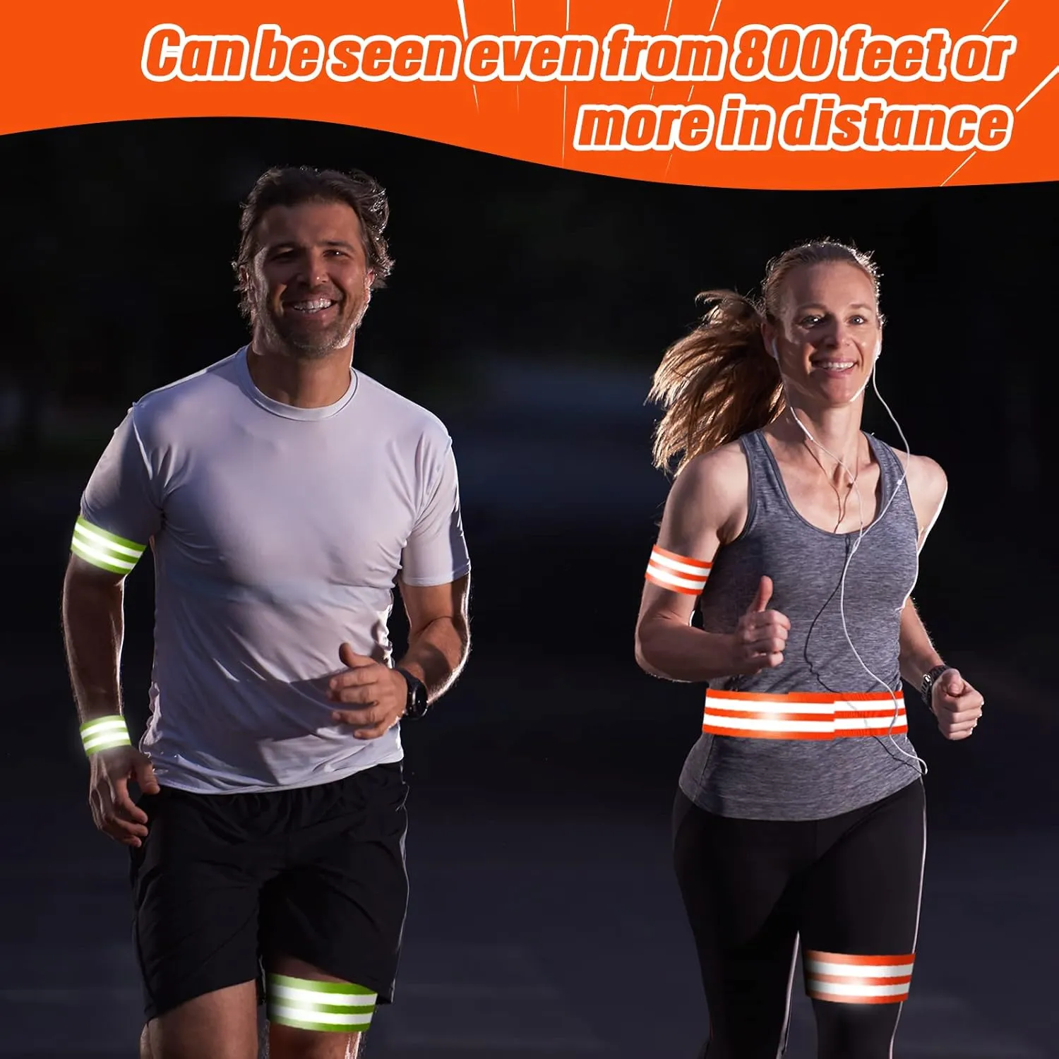 Zubebe 48 Pieces Reflective Bands Reflector Bands for Wrist, Arm, Ankle, Leg, High Visibility Reflective Gear Safety Reflector Tape Straps for Night Walking, Cycling and Running