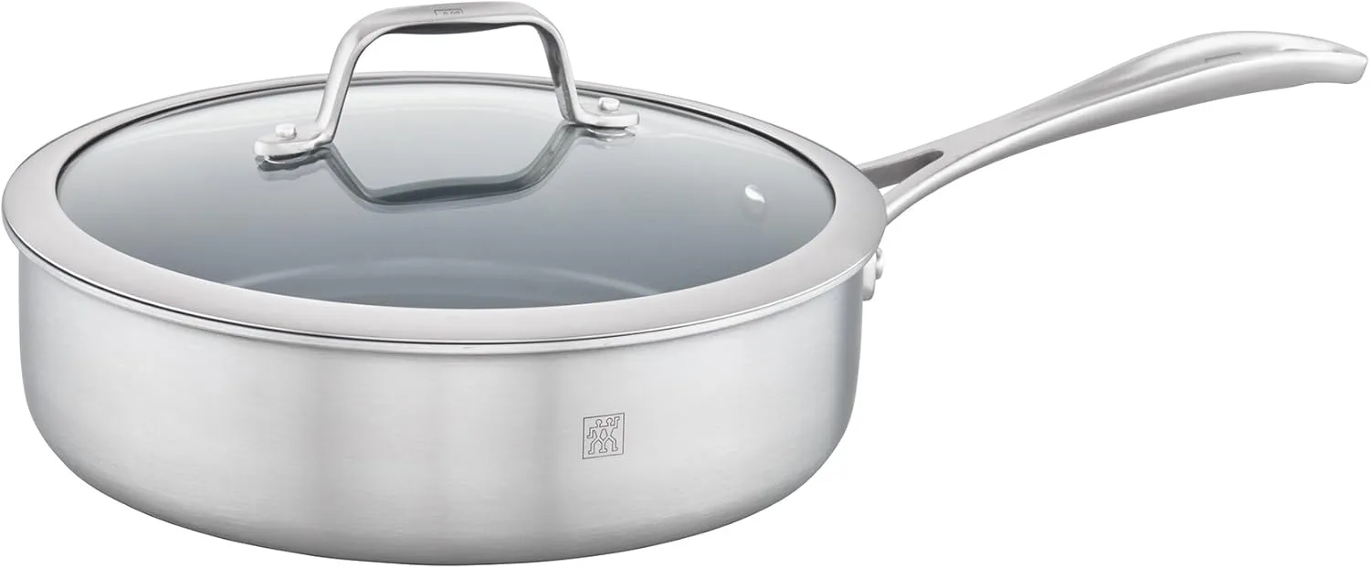 ZWILLING Spirit Ceramic Nonstick Saute Pan, 3-qt, 2-inch, Stainless Steel