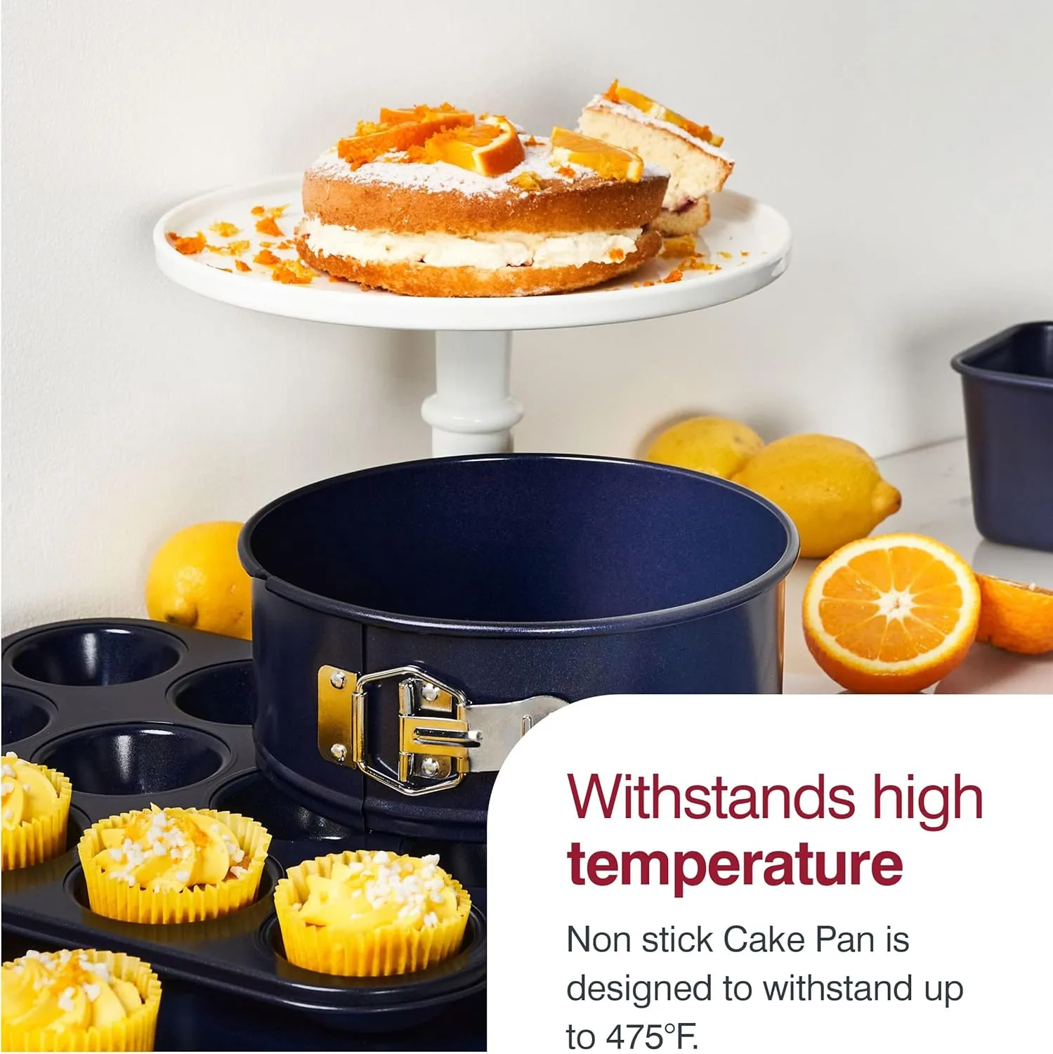 Zyliss E980197 Non-Stick Loose Base Tart Tin | 25cm/10in | Carbon Steel | Dark Blue | Cake Tin/Baking Tin/Bakeware/Cake Mould | Dishwasher Safe | 5 Year Guarantee